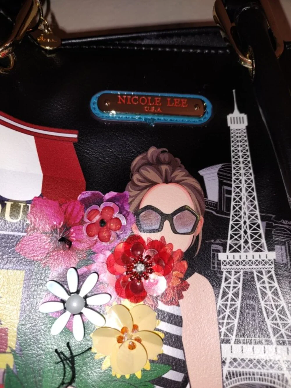 Women Nicole Lee USA Diana Tells The Story / A Day in Paris Bag with Decoration